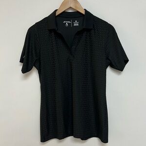 Antigua Women's Black Gold Polo Collared Shirt Textured Athletic Tennis Medium